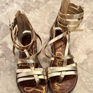 Gold Sam Edelman leather gladiator sandal